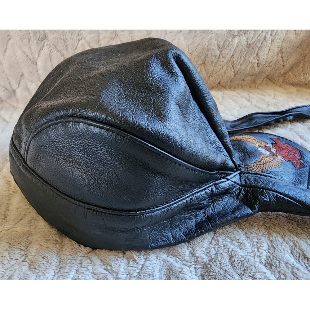Vintage 1995 Harley Davidson Black Leather Biker Headwrap Eagle Logo Made in USA